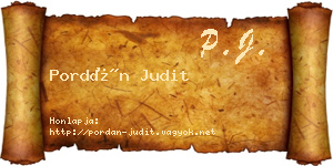 Pordán Judit névjegykártya