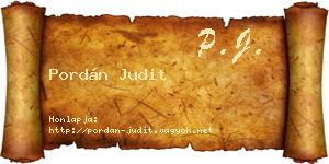Pordán Judit névjegykártya